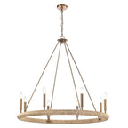 Arabela Lighting 85432-8 Lacquered Gold 38'' Cabana Chandelier In Lacquered Gold With Dried Corn Leaf Wrap Image 1