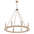 Arabela Lighting Cabana 38'' Cabana Chandelier In Lacquered Gold With Dried Corn Leaf Wrap