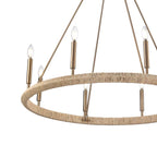 Arabela Lighting 85432-8 Lacquered Gold 38'' Cabana Chandelier In Lacquered Gold With Dried Corn Leaf Wrap Image 6