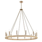 Arabela Lighting 85433-12 Lacquered Gold 52'' Cabana Chandelier In Lacquered Gold With Dried Corn Leaf Wrap Image 1