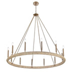 Arabela Lighting Cabana 52'' Cabana Chandelier In Lacquered Gold With Dried Corn Leaf Wrap