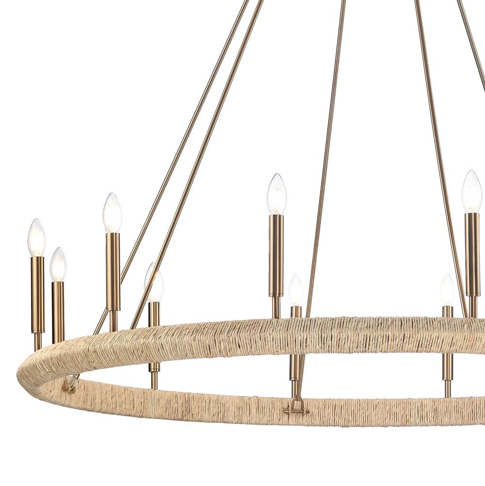 Arabela Lighting 85433-12 Lacquered Gold 52'' Cabana Chandelier In Lacquered Gold With Dried Corn Leaf Wrap Image 6