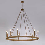 Arabela Lighting 85433-12 Lacquered Gold 52'' Cabana Chandelier In Lacquered Gold With Dried Corn Leaf Wrap Image 4