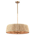 Arabela Lighting 85434-6 Lacquered Gold 26'' Cabana Pendant In Lacquered Gold With Dried Corn Leaf Wrap Image 1