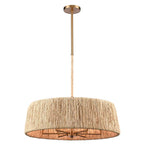 Arabela Lighting 85434-6 Lacquered Gold 26'' Cabana Pendant In Lacquered Gold With Dried Corn Leaf Wrap Image 1