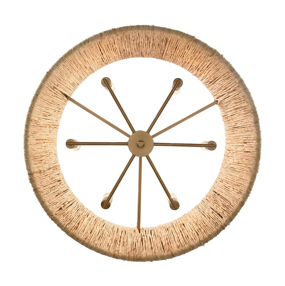 Arabela Lighting 85434-6 Lacquered Gold 26'' Cabana Pendant In Lacquered Gold With Dried Corn Leaf Wrap Image 6