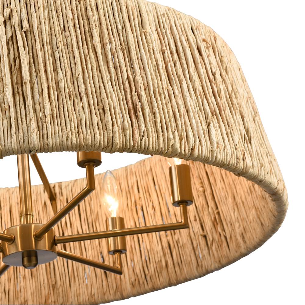 Arabela Lighting 85434-6 Lacquered Gold 26'' Cabana Pendant In Lacquered Gold With Dried Corn Leaf Wrap Image 5