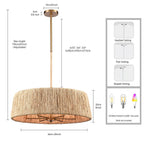 Arabela Lighting 85434-6 Lacquered Gold 26'' Cabana Pendant In Lacquered Gold With Dried Corn Leaf Wrap Image 2
