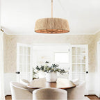 Arabela Lighting 85434-6 Lacquered Gold 26'' Cabana Pendant In Lacquered Gold With Dried Corn Leaf Wrap Image 3