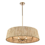 Arabela Lighting Cabana 34'' Cabana Pendant In Lacquered Gold With Dried Corn Leaf Wrap
