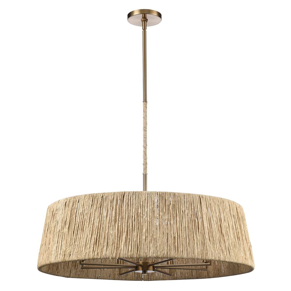 Arabela Lighting 85435-8 Lacquered Gold 34'' Cabana Pendant In Lacquered Gold With Dried Corn Leaf Wrap Image 7
