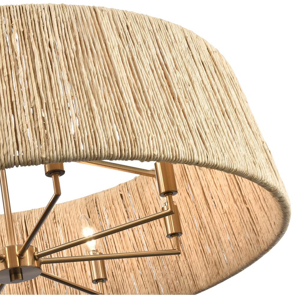 Arabela Lighting 85435-8 Lacquered Gold 34'' Cabana Pendant In Lacquered Gold With Dried Corn Leaf Wrap Image 6
