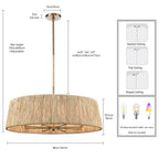 Arabela Lighting 85435-8 Lacquered Gold 34'' Cabana Pendant In Lacquered Gold With Dried Corn Leaf Wrap Image 2