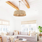 Arabela Lighting 85435-8 Lacquered Gold 34'' Cabana Pendant In Lacquered Gold With Dried Corn Leaf Wrap Image 3