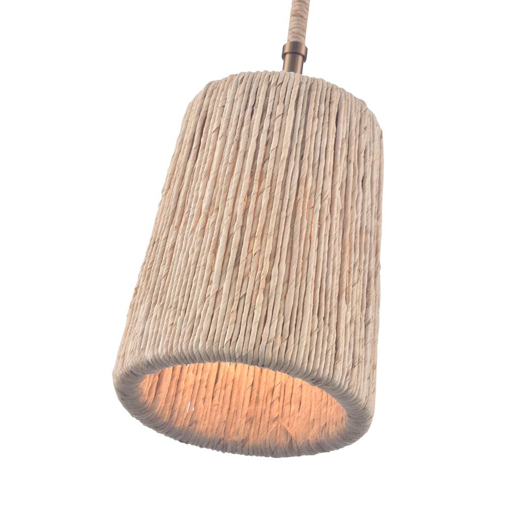 Arabela Lighting 85436-1 Lacquered Gold 9'' Cabana Pendant In Lacquered Gold With Dried Corn Leaf Wrap Image 7