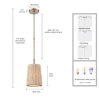 Arabela Lighting 85436-1 Lacquered Gold 9'' Cabana Pendant In Lacquered Gold With Dried Corn Leaf Wrap Image 2