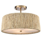 Arabela Lighting 85437-3 Lacquered Gold 16'' Cabana Semi Flush In Lacquered Gold With Dried Corn Leaf Wrap Image 1