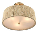 Arabela Lighting Cabana 16'' Cabana Semi Flush In Lacquered Gold With Dried Corn Leaf Wrap