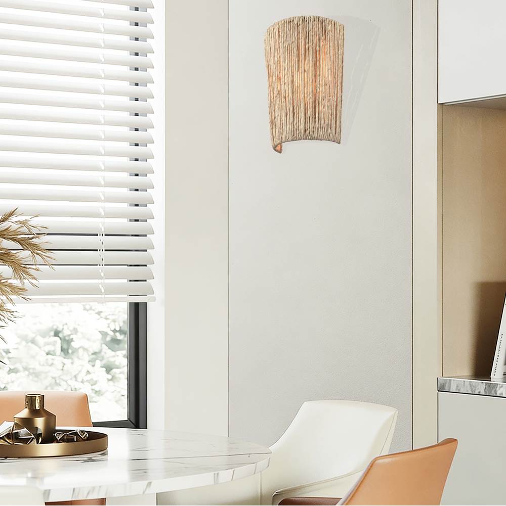 Arabela Lighting 85438-1 Lacquered Gold 11.75'' Cabana Sconce In Lacquered Gold With Dried Corn Leaf Wrap Image 3