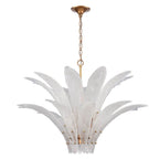 Arabela Lighting 85490-10 Antique Gold Leaf 39.5'' Fiore Pendant In Antique Gold Leaf With Textured Arctic Mist Glass Image 4