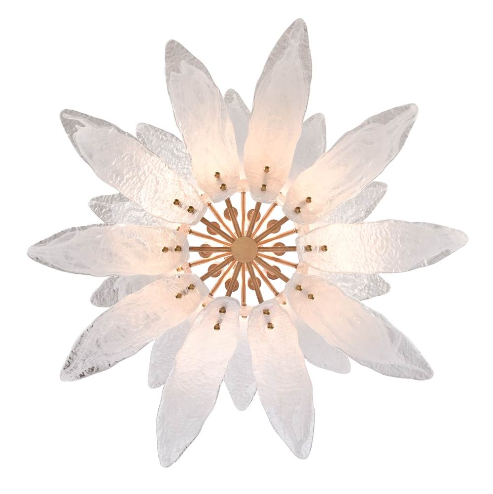 Arabela Lighting Fiore 39.5'' Fiore Pendant In Antique Gold Leaf With Textured Arctic Mist Glass