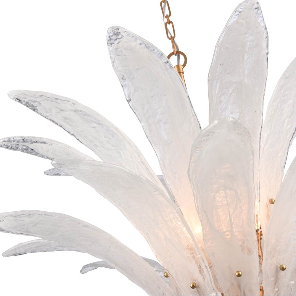 Arabela Lighting 85490-10 Antique Gold Leaf 39.5'' Fiore Pendant In Antique Gold Leaf With Textured Arctic Mist Glass Image 8