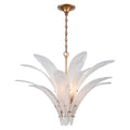 Arabela Lighting 85491-6 Antique Gold Leaf 32.25'' Fiore Pendant In Antique Gold Leaf With Textured Arctic Mist Glass Image 1