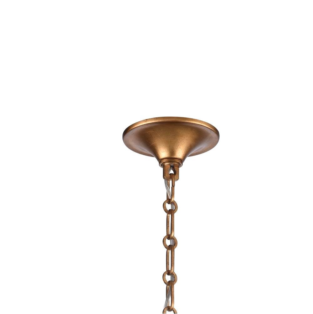 Arabela Lighting 85491-6 Antique Gold Leaf 32.25'' Fiore Pendant In Antique Gold Leaf With Textured Arctic Mist Glass Image 4