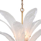 Arabela Lighting 85491-6 Antique Gold Leaf 32.25'' Fiore Pendant In Antique Gold Leaf With Textured Arctic Mist Glass Image 7