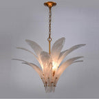 Arabela Lighting 85491-6 Antique Gold Leaf 32.25'' Fiore Pendant In Antique Gold Leaf With Textured Arctic Mist Glass Image 5