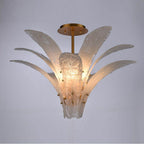 Arabela Lighting 85494-5 Antique Gold Leaf 33'' Fiore Semi Flush In Antique Gold Leaf With Textured Arctic Mist Glass Image 3
