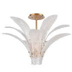 Arabela Lighting 85494-5 Antique Gold Leaf 33'' Fiore Semi Flush In Antique Gold Leaf With Textured Arctic Mist Glass Image 7
