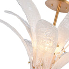 Arabela Lighting 85494-5 Antique Gold Leaf 33'' Fiore Semi Flush In Antique Gold Leaf With Textured Arctic Mist Glass Image 4