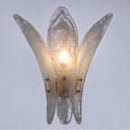 Arabela Lighting 85495-1 Antique Gold Leaf 17.5'' Fiore Sconce In Antique Gold Leaf With Textured Arctic Mist Glass Image 4
