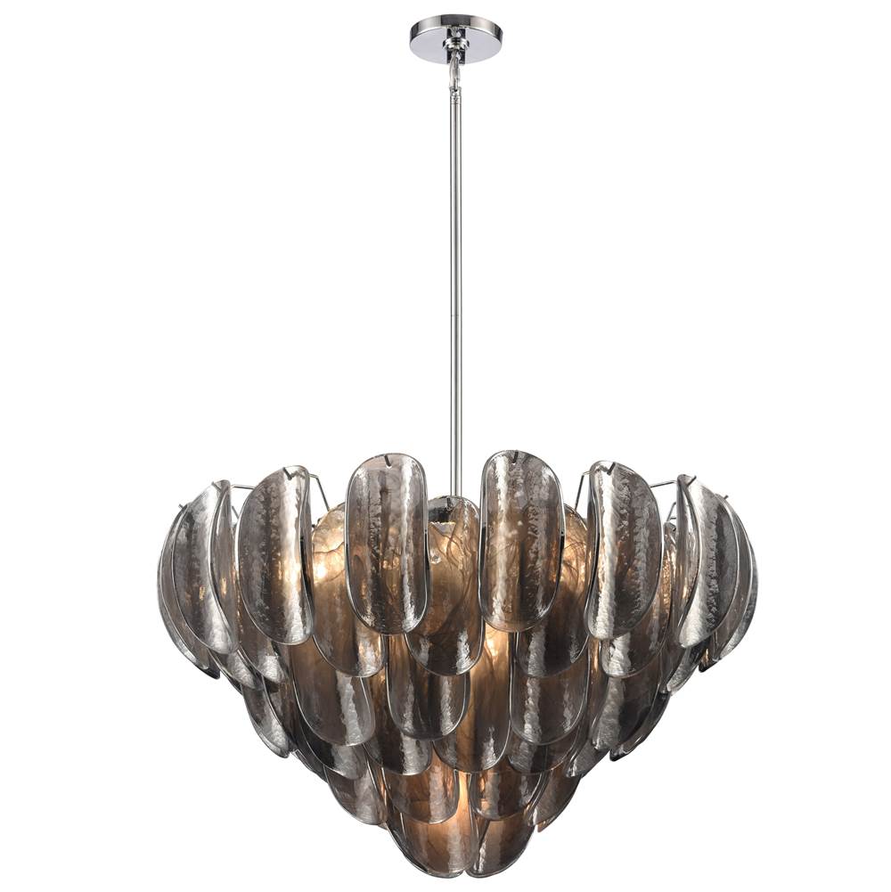 Arabela Lighting 85511-13 Polished Chrome 31.5'' Chateau Pendant In Polished Chrome With Curved Dark Gray Smoke Glass Image 1