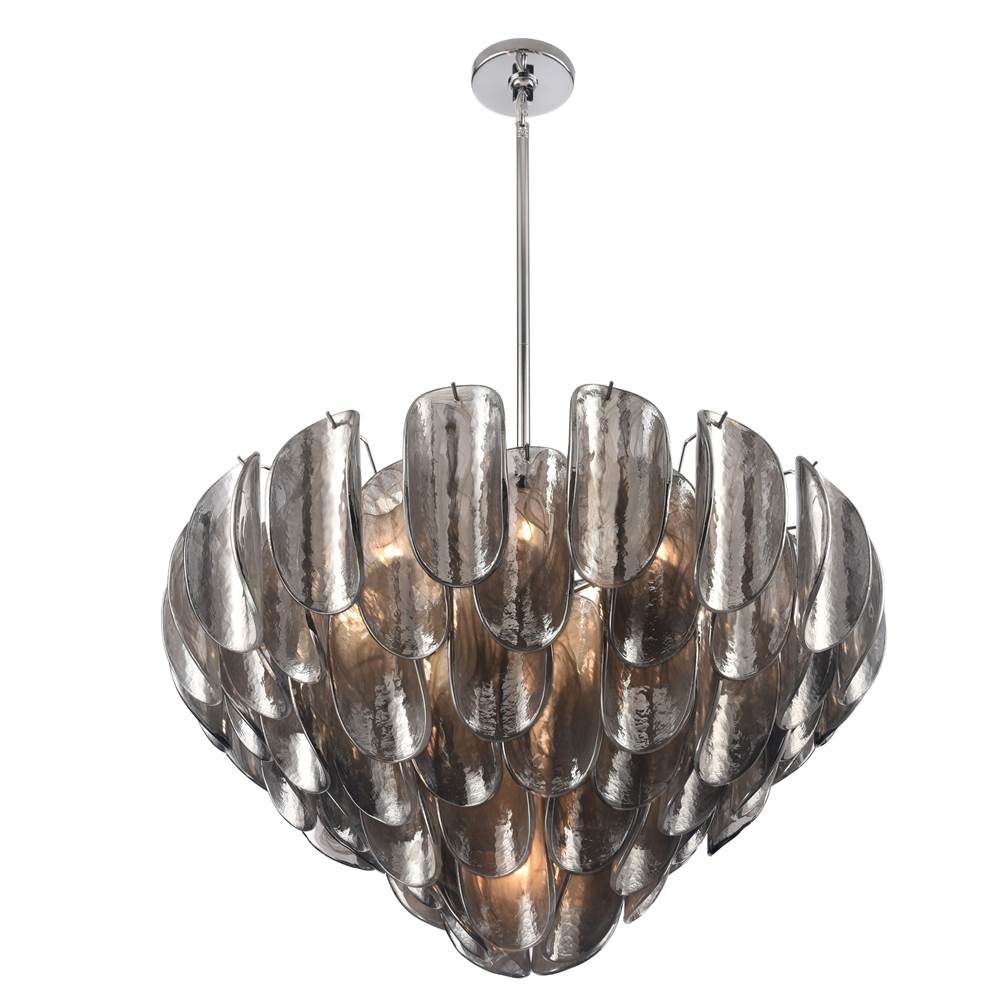 Arabela Lighting Chateau 31.5'' Chateau Pendant In Polished Chrome With Curved Dark Gray Smoke Glass