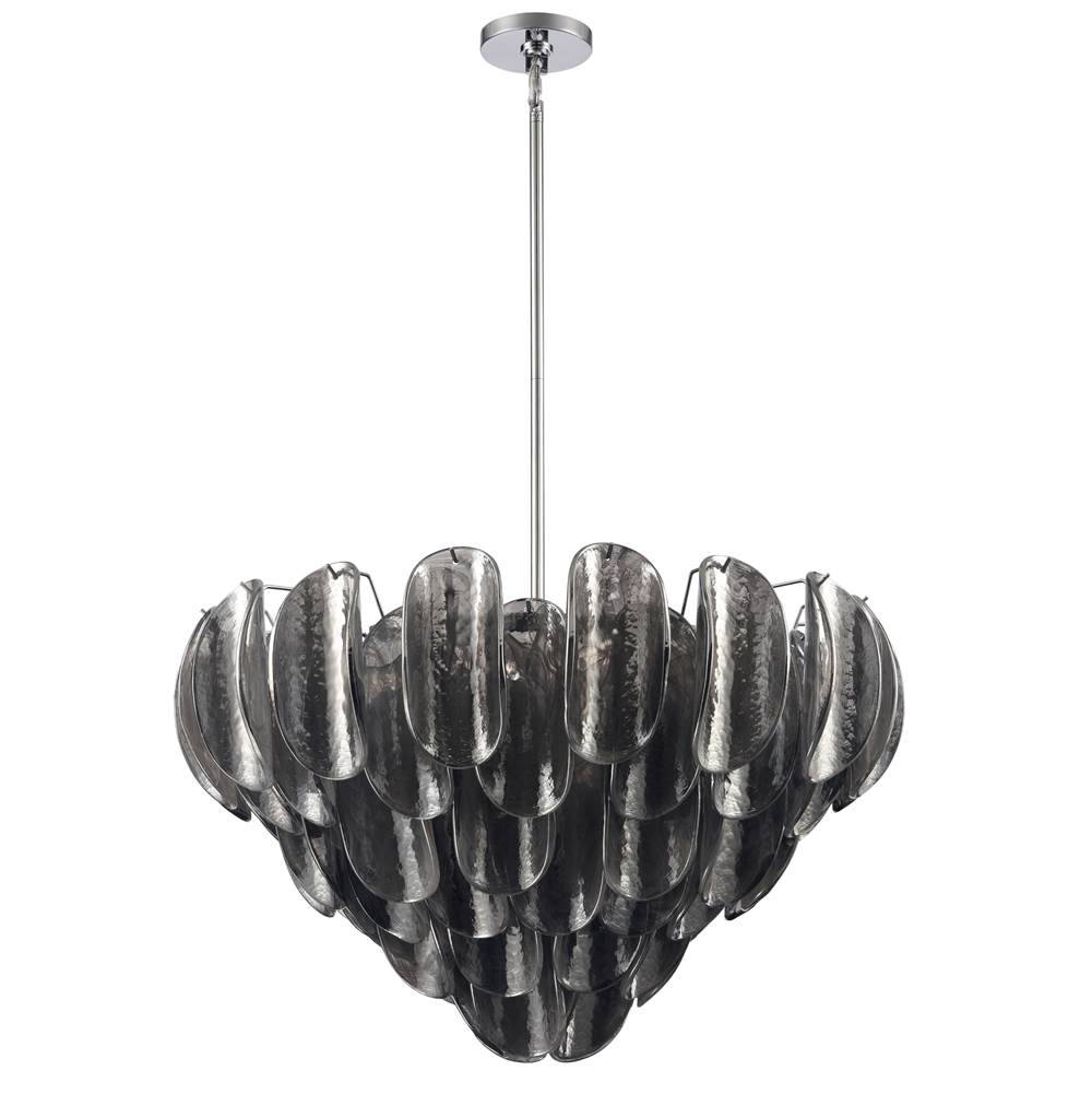 Arabela Lighting 85511-13 Polished Chrome 31.5'' Chateau Pendant In Polished Chrome With Curved Dark Gray Smoke Glass Image 9