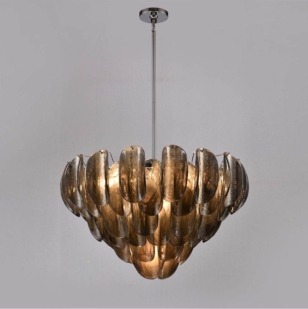 Arabela Lighting 85511-13 Polished Chrome 31.5'' Chateau Pendant In Polished Chrome With Curved Dark Gray Smoke Glass Image 7