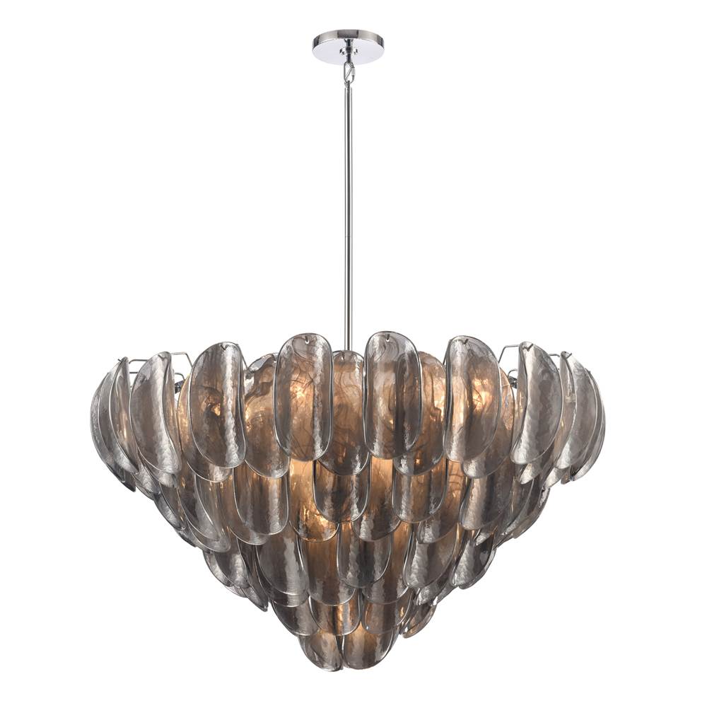 Arabela Lighting 85512-17 Polished Chrome 39.5'' Chateau Pendant In Polished Chrome With Curved Dark Gray Smoke Glass Image 1