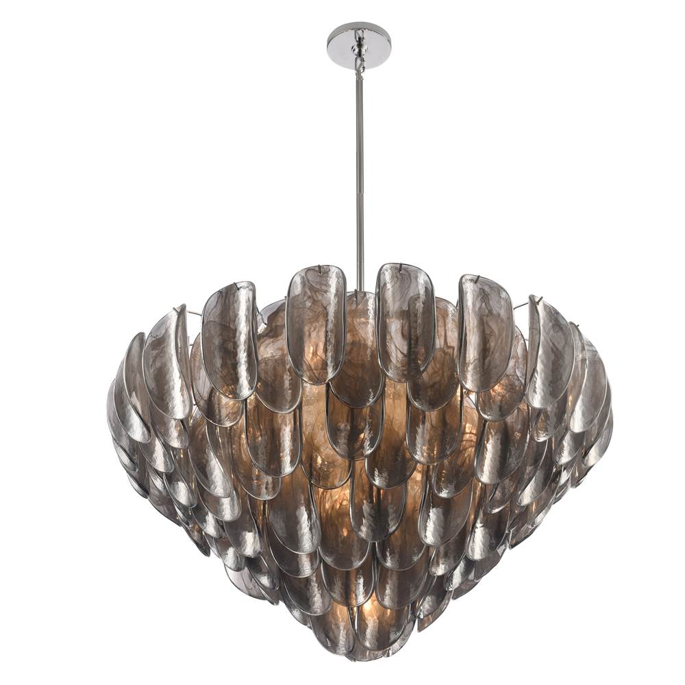 Arabela Lighting Chateau 39.5'' Chateau Pendant In Polished Chrome With Curved Dark Gray Smoke Glass