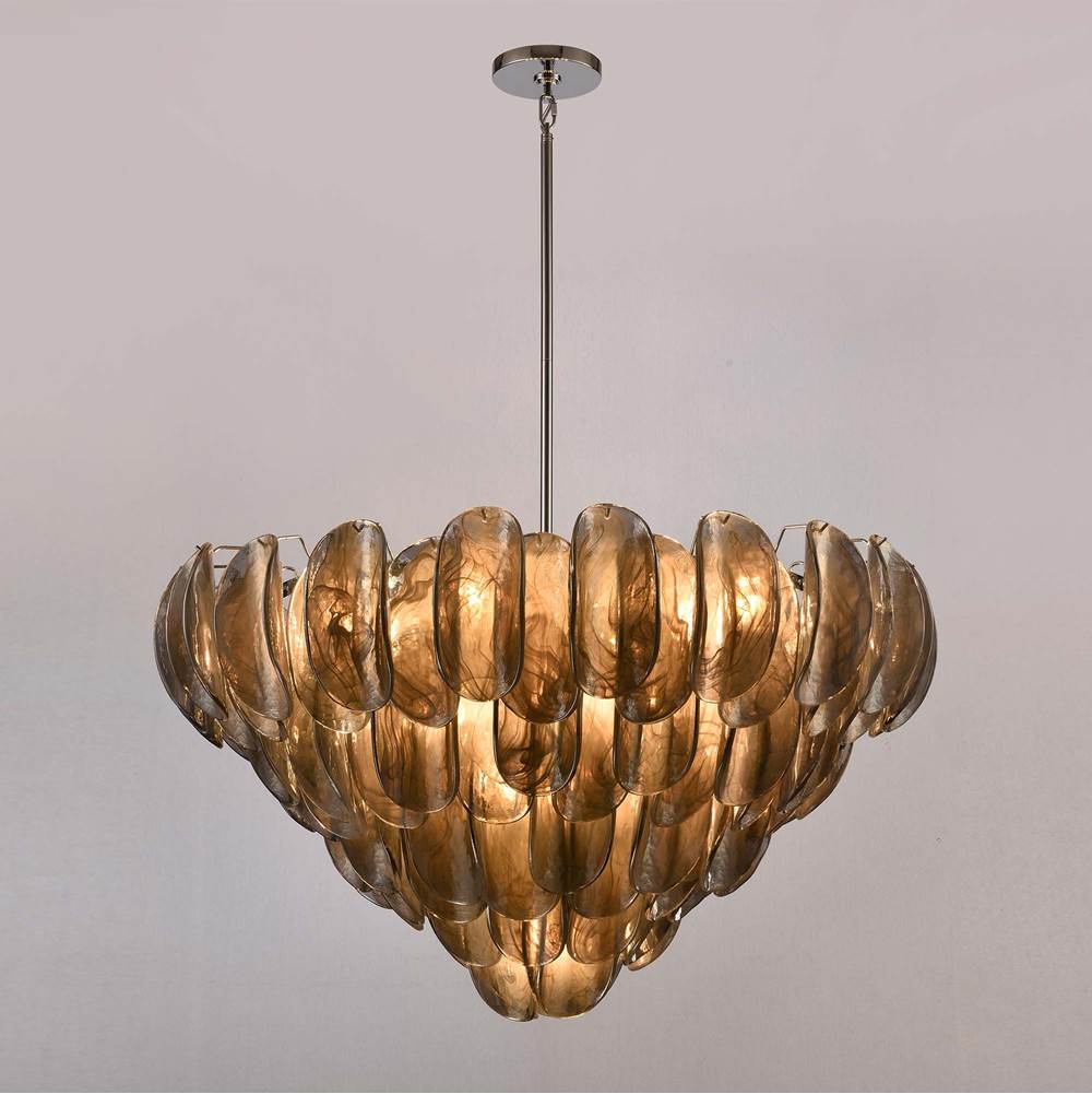 Arabela Lighting 85512-17 Polished Chrome 39.5'' Chateau Pendant In Polished Chrome With Curved Dark Gray Smoke Glass Image 4