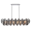 Arabela Lighting 85513-6 Polished Chrome 47.25'' Chateau Linear Chandelier In Polished Chrome With Curved Dark Gray Smoke Glass Image 1