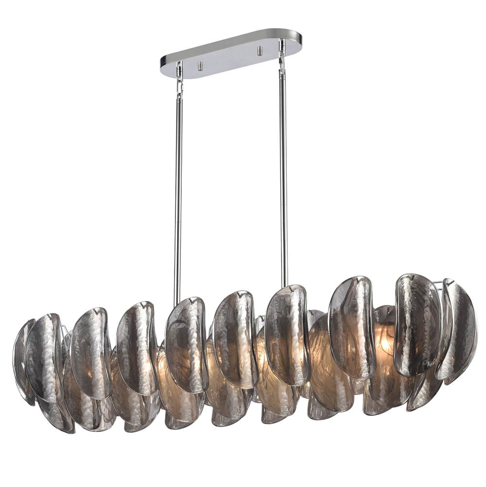 Arabela Lighting Chateau 47.25'' Chateau Linear Chandelier In Polished Chrome With Curved Dark Gray Smoke Glass