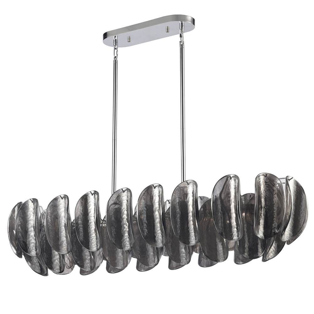 Arabela Lighting 85513-6 Polished Chrome 47.25'' Chateau Linear Chandelier In Polished Chrome With Curved Dark Gray Smoke Glass Image 7