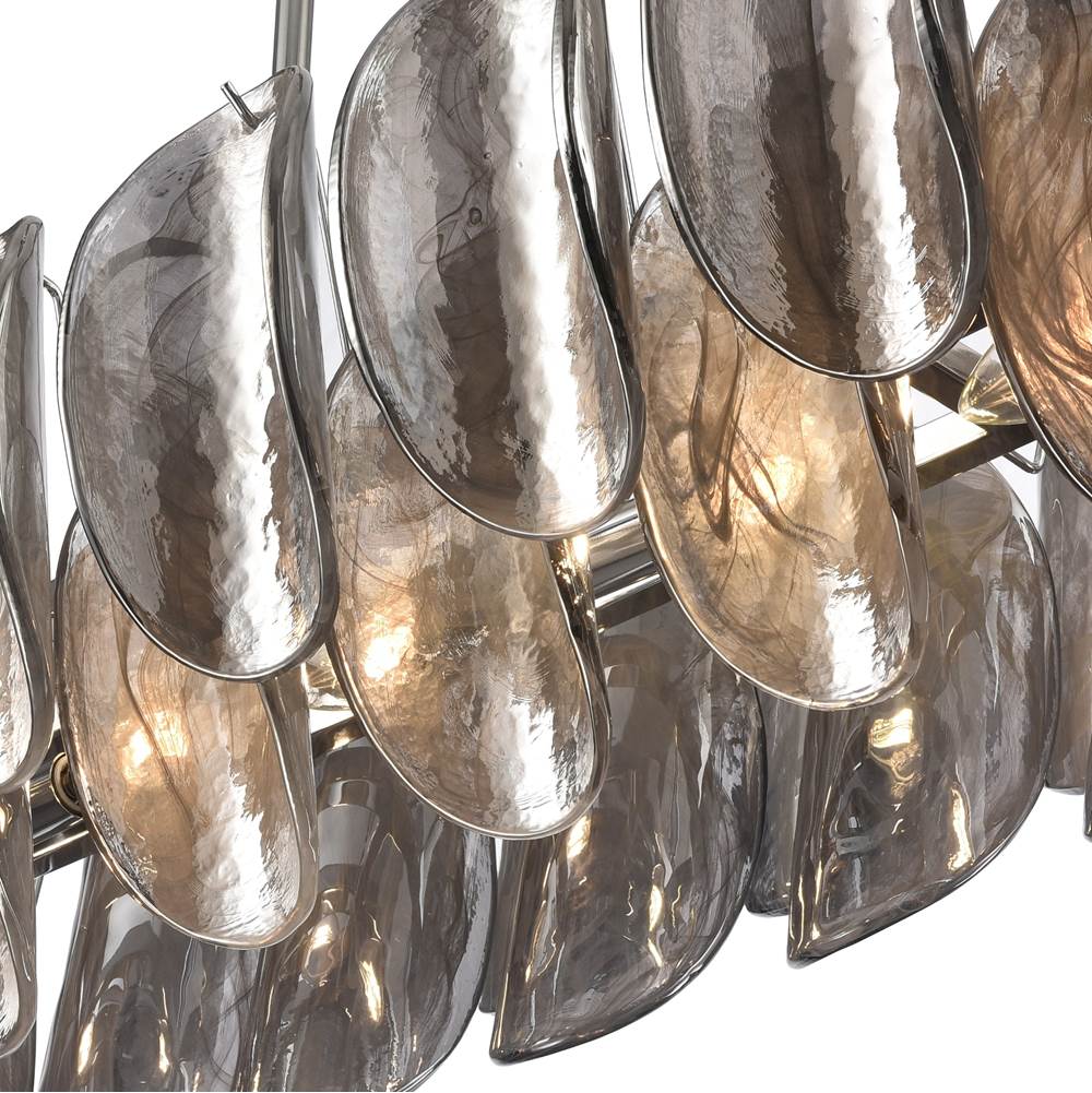 Arabela Lighting 85513-6 Polished Chrome 47.25'' Chateau Linear Chandelier In Polished Chrome With Curved Dark Gray Smoke Glass Image 6
