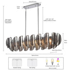 Arabela Lighting 85513-6 Polished Chrome 47.25'' Chateau Linear Chandelier In Polished Chrome With Curved Dark Gray Smoke Glass Image 2