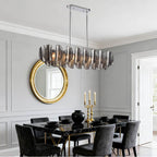 Arabela Lighting 85513-6 Polished Chrome 47.25'' Chateau Linear Chandelier In Polished Chrome With Curved Dark Gray Smoke Glass Image 3