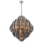 Arabela Lighting Chateau 31.5'' Chateau Pendant In Polished Chrome With Curved Dark Gray Smoke Glass