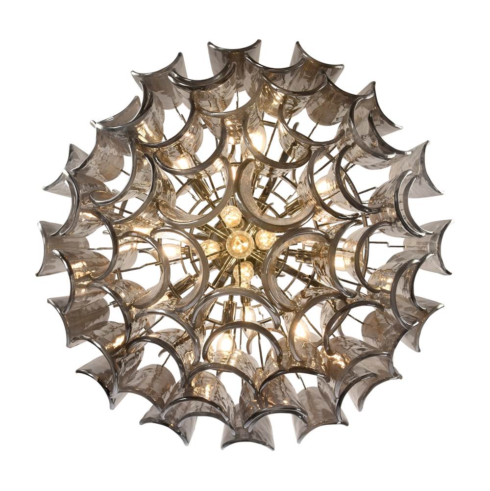 Arabela Lighting 85514-20 Polished Chrome 31.5'' Chateau Pendant In Polished Chrome With Curved Dark Gray Smoke Glass Image 8