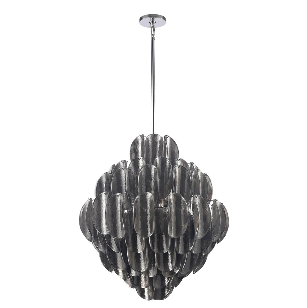 Arabela Lighting 85514-20 Polished Chrome 31.5'' Chateau Pendant In Polished Chrome With Curved Dark Gray Smoke Glass Image 6